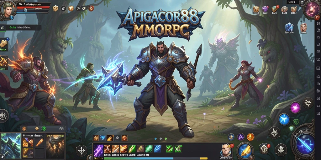 Tampilan permainan <strong>APIGACOR88</strong> menunjukkan aksi seru dalam pertempuran MMORPG.