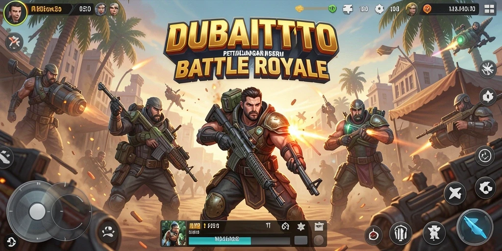 Tampilan gameplay menegangkan DUBAITOTO dalam pertempuran Battle Royale.
