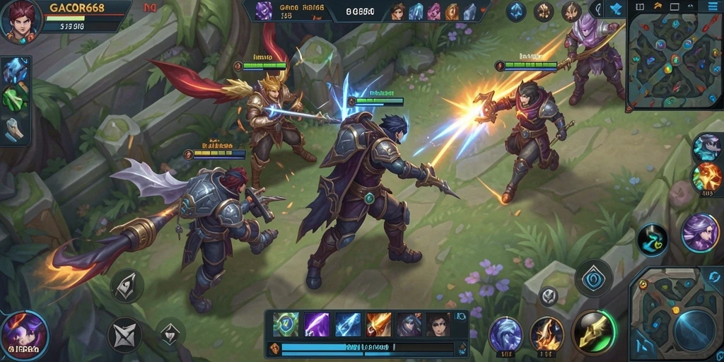 Screenshot gameplay MOBA dari GACOR668 dengan aksi seru.