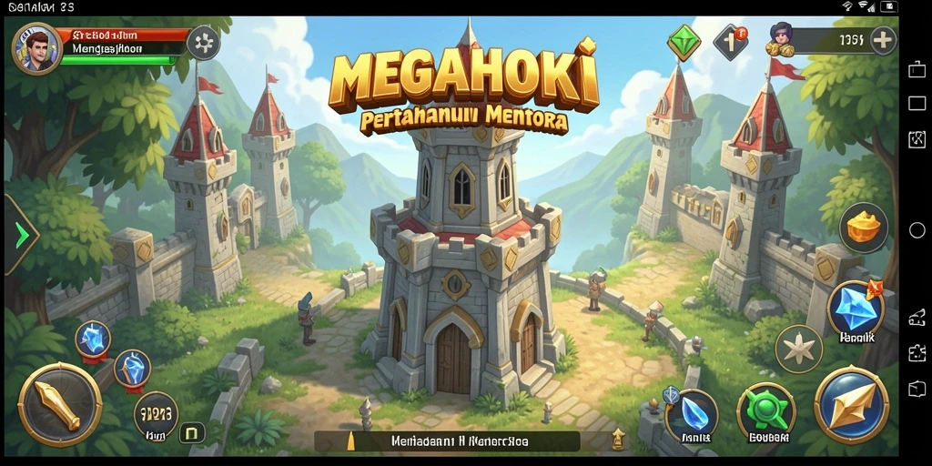 Tampilan menarik dari gameplay MEGAHOKI Tower Defense.