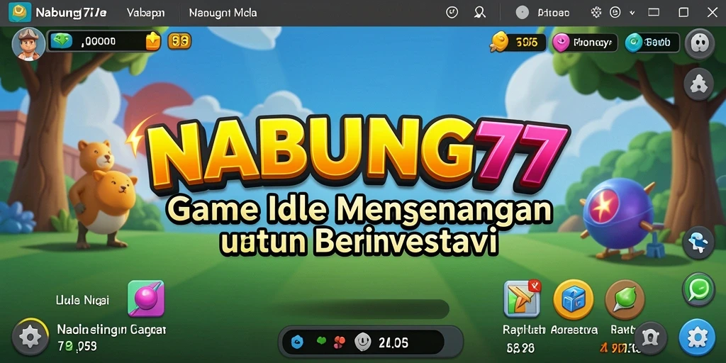 Screenshot utama NABUNG77 memperlihatkan gameplay seru dan mekanisme idle yang menarik.