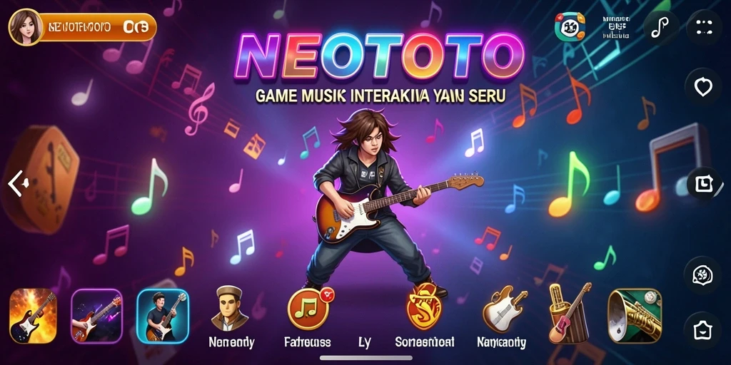 Tampilan gameplay NEOTOTO yang seru dan interaktif dalam bermain musik.