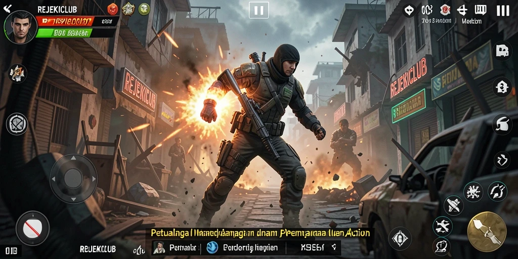 Gameplay menegangkan dalam REJEKICLUB yang penuh aksi.