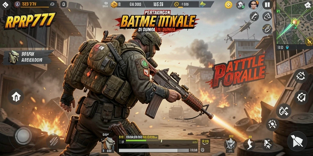 Tangkapan layar permainan Battle Royale RPRP777 yang mendebarkan.